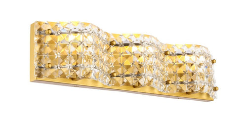 Elegant Lighting Ollie 3 light in Brass and Clear Crystals wall sconce Model: LD7016BR