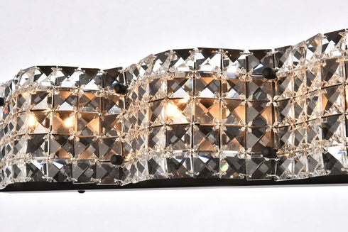 Elegant Lighting Ollie 4 light bath sconce in black with clear crystals in Black and Clear Finish Model: LD7017BK