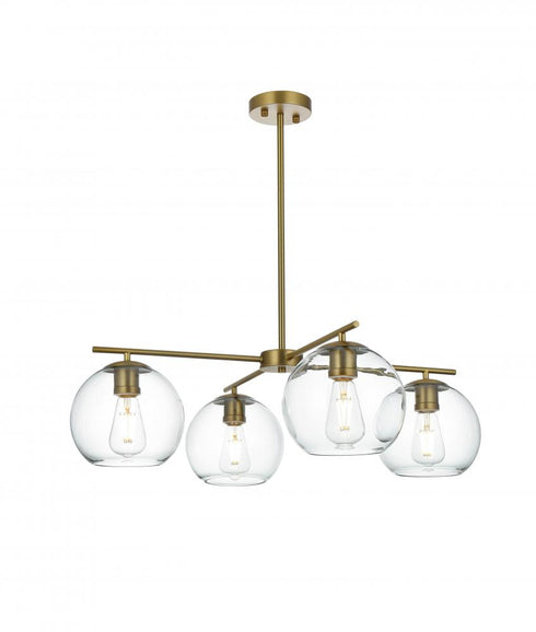 Elegant Lighting Opus 30.5 inch Pendant Clear Shade in Satin Gold in Satin Gold and Clear Finish Model: LD2331SG