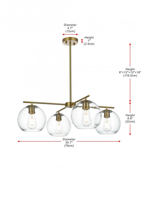 Elegant Lighting Opus 30.5 inch Pendant Clear Shade in Satin Gold in Satin Gold and Clear Finish Model: LD2331SG