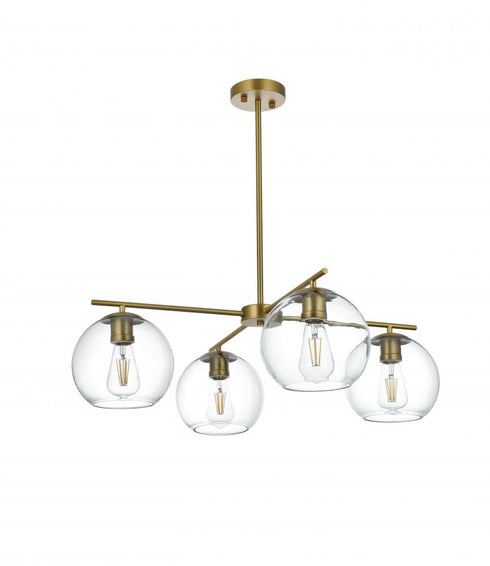 Elegant Lighting Opus 30.5 inch Pendant Clear Shade in Satin Gold in Satin Gold and Clear Finish Model: LD2331SG