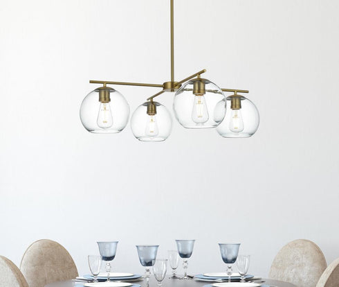 Elegant Lighting Opus 30.5 inch Pendant Clear Shade in Satin Gold in Satin Gold and Clear Finish Model: LD2331SG