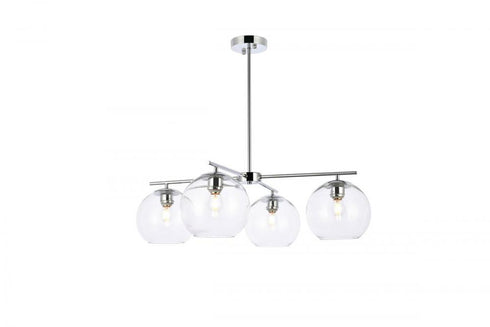 Elegant Lighting Opus 4 lights black pendant in Black and Clear Finish Model: LD2331BK