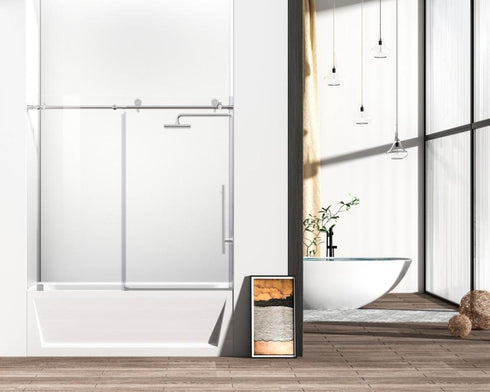 Elegant Lighting Orlando Frameless Tub Door 60x60 in Brushed Gold Model: TD111-6060BGD