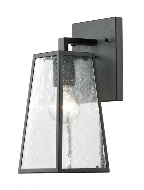 Elegant Lighting Osmond 1 Light Outdoor Wall lantern D:5 H:11.8 60 Watt in Matte Black Finish Clear Seedy glass Lens Model: LDOD2200