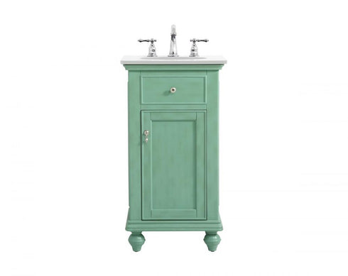 Elegant Lighting Otto 19 Inch Single Bathroom Vanity in Antique White with Ivory White Engineered Marble Model: VF12319AW-VW