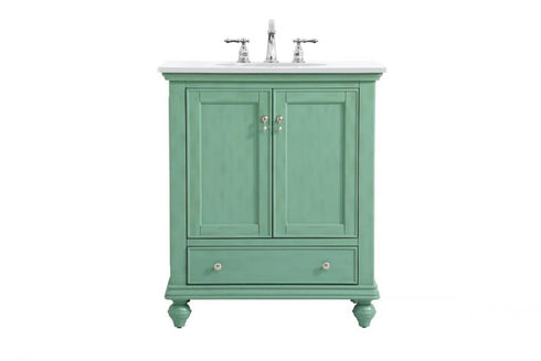 Elegant Lighting Otto 30 Inch Single Bathroom Vanity in Light in Grey with Ivory White Engineered Marble Model: VF12330GR-VW