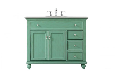 Elegant Lighting Otto 42 Inch Single Bathroom Vanity in Antique White with Ivory White Engineered Marble Model: VF12342AW-VW