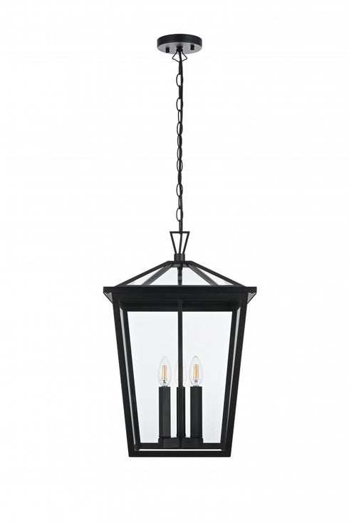 Elegant Lighting Oxford 7 inch Outdoor Pendant in Black Model: OD334H22BK