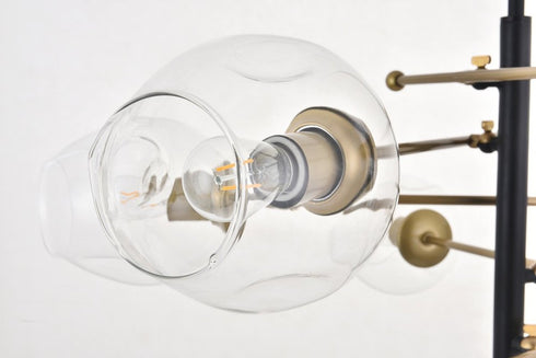 Elegant Lighting Paragon 6 light Matte Black and Brass Pendant in Matte Black and Brass and Clear Finish Model: LD5053D32BRB