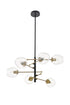 Elegant Lighting Paragon 6 light Matte Black and Brass Pendant in Matte Black and Brass and Clear Finish Model: LD5053D32BRB