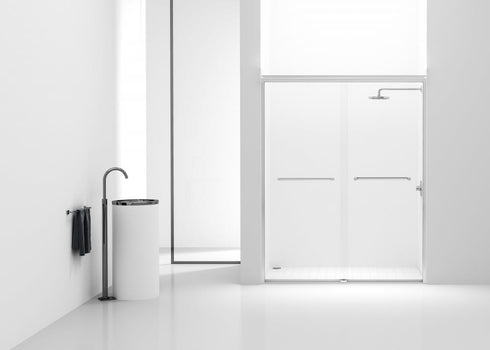 Elegant Lighting Parker Semi Frameless Shower Door 60 X 72 Inch in Brushed Nickel Model: SD208-6072BNK