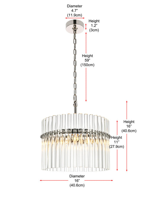 Elegant Lighting Paulina 3 Light Pendant D16 Inch x H16 Inch L3 Polished nickel Model: LD925D16PN