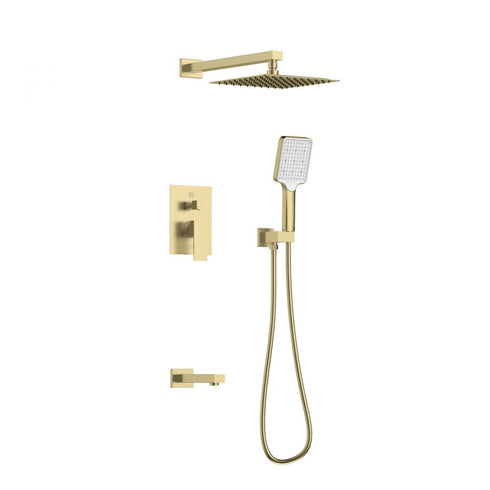 Elegant Lighting Petar Complete Shower and Tub Faucet with Rough in Valve in Brushed Gold Model: FAS-9004BGD