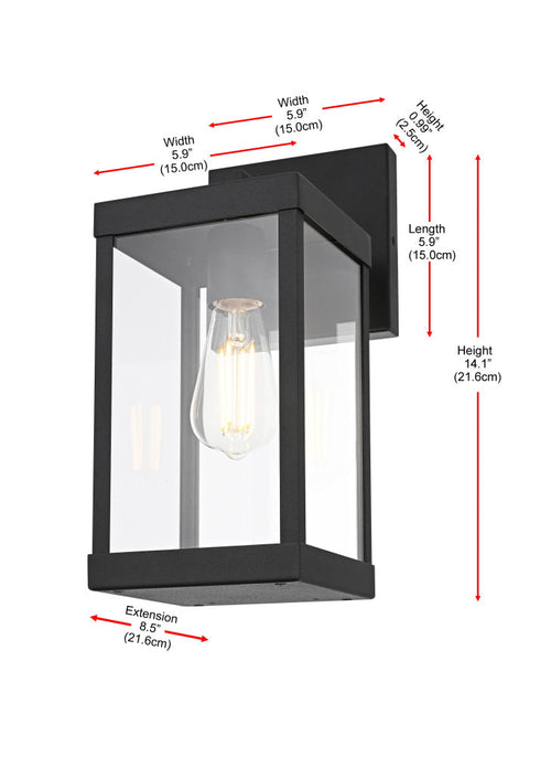 Elegant Lighting Peter 1 Light Wall Sconce W5.9 Inch E8.5 Inch H14.1 Inch in Black Model: OD413W14BK