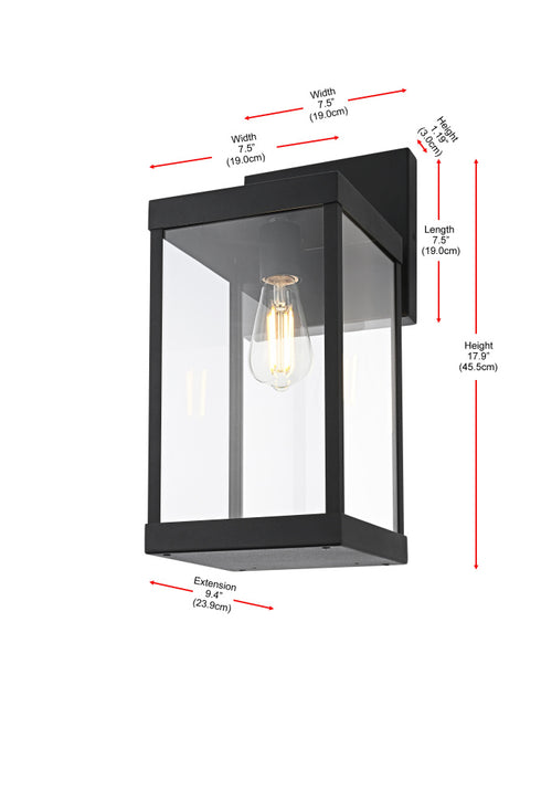 Elegant Lighting Peter 1 Light Wall Sconce W7.4 Inch E9.4 Inch H17.9 Inch in Black Model: OD413W18BK