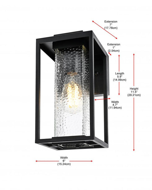 Elegant Lighting Philip 7 inch Outdoor Pendant in Black Model: OD307W12BK