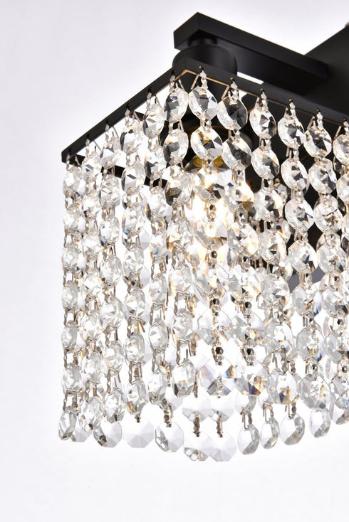 Elegant Lighting Phineas 1 light bath sconce in black with clear crystals in Black and Clear Finish Model: LD7006BK