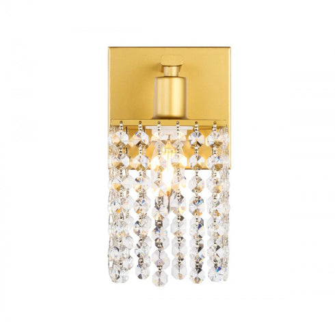 Elegant Lighting Phineas 1 light in Brass and Clear Crystals wall sconce Model: LD7006BR