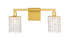 Elegant Lighting Phineas 2 light in Brass and Clear Crystals wall sconce Model: LD7008BR
