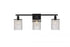 Elegant Lighting Phineas 3 lights bath sconce in black with clear crystals in Black and Clear Finish Model: LD7010BK