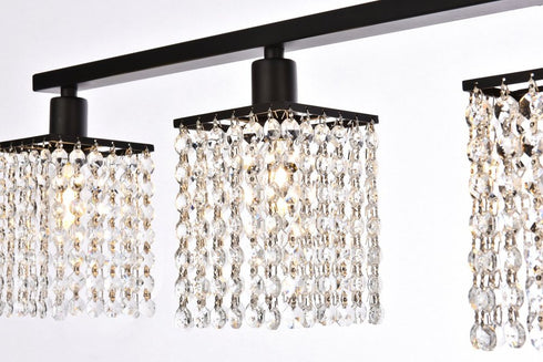 Elegant Lighting Phineas 5 lights bath sconce in black with clear crystals in Black and Clear Finish Model: LD7014BK
