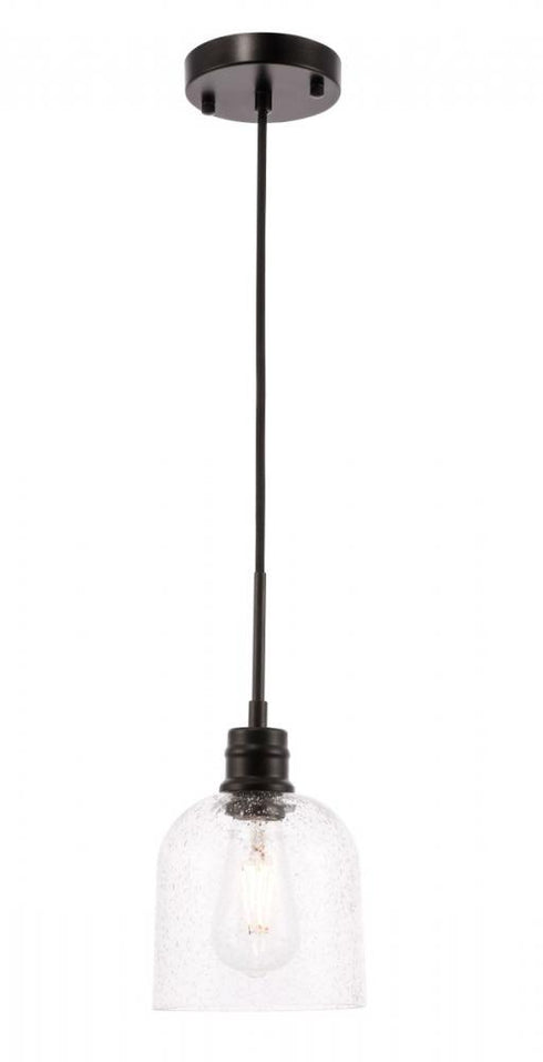 Elegant Lighting Pierce 1 light in Black and Clear seeded glass pendant Model: LD6201BK
