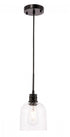 Elegant Lighting Pierce 1 light in Black and Clear seeded glass pendant Model: LD6201BK
