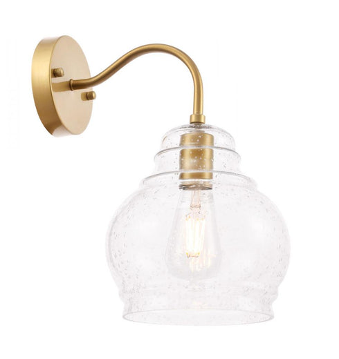 Elegant Lighting Pierce 1 light in Black and Clear seeded glass wall sconce Model: LD6192BK