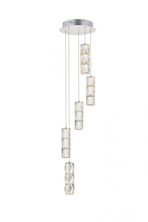 Elegant Lighting Polaris LED light gold Pendant Clear Royal Cut Crystal Model: 3500D5G