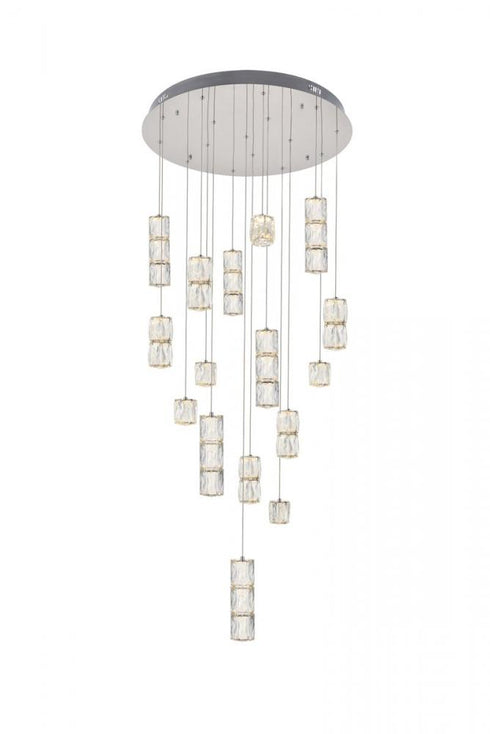 Elegant Lighting Polaris LED light in Chrome Pendant Clear Crystal Model: 3500D28C