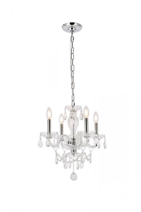 Elegant Lighting Princeton 4 light in Chrome Pendant Clear Royal Cut Crystal Model: V7834D17C/RC