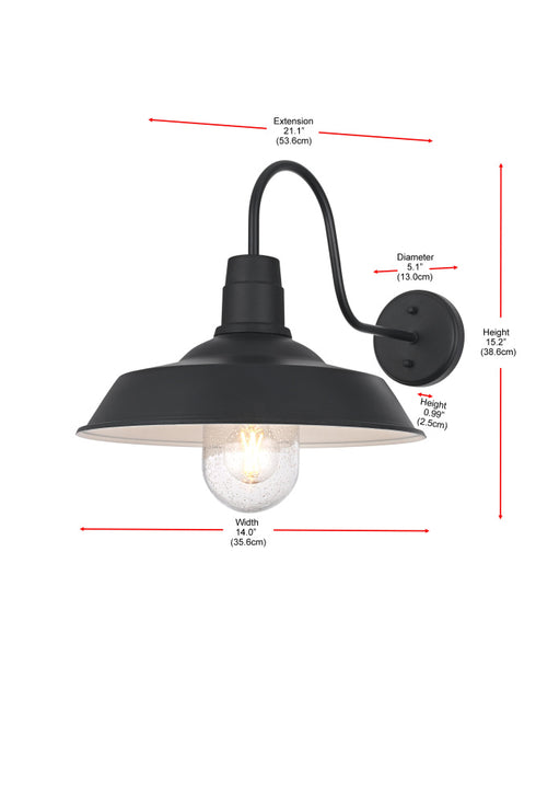 Elegant Lighting Rayan 1 Light Wall Sconce W14.0 Inch E20.9 Inch H15.2 Inch in Black Model: OD415W21BK