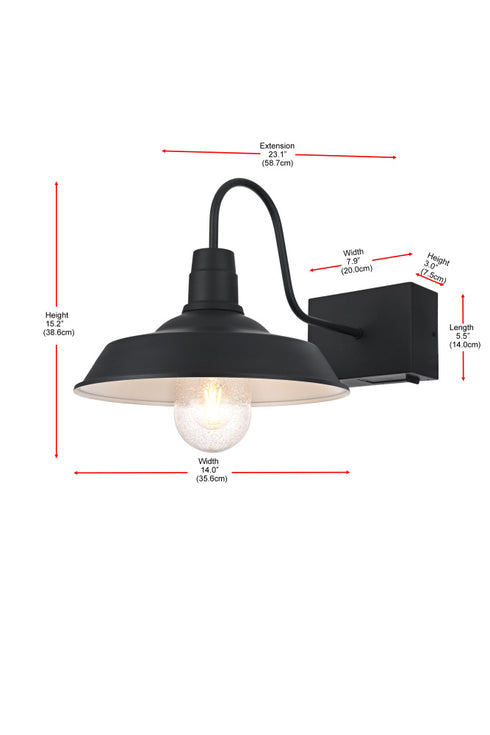 Elegant Lighting Rayan 1 Light Wall Sconce with Outlet W14.0 Inch E22.9 Inch H15.2 Inch in Black Model: OD415W23BK