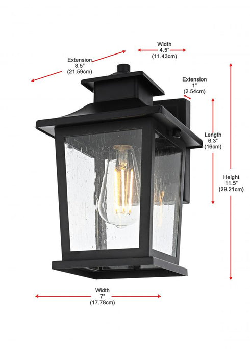 Elegant Lighting Redner 7 inch Outdoor Pendant in Black Model: OD351W12BK