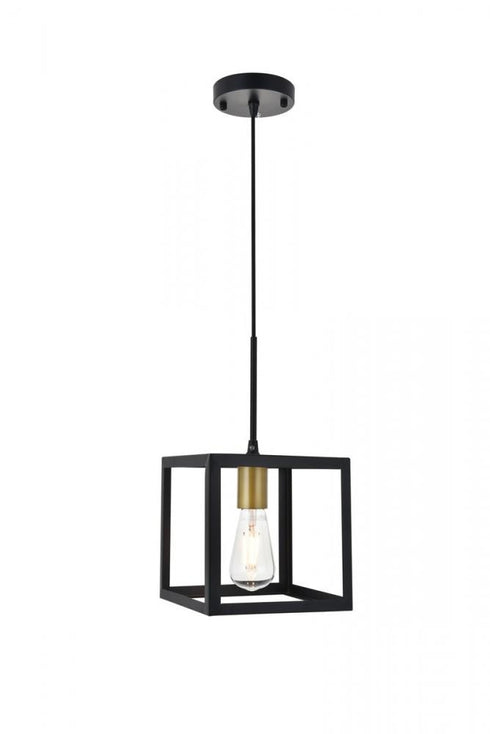 Elegant Lighting Resolute 1 light black Pendant Model: LD4063D8BK