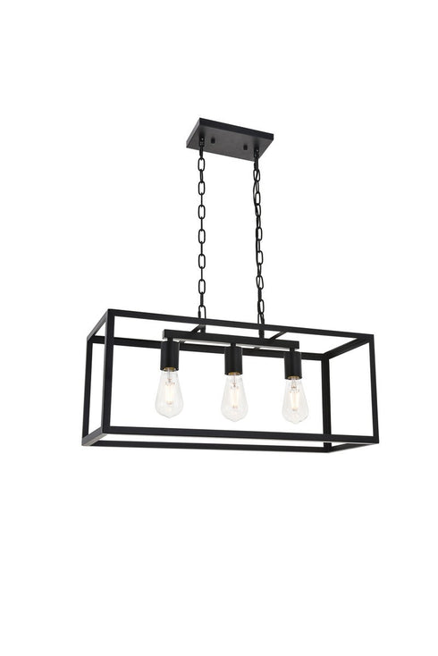 Elegant Lighting Resolute 3 light black Pendant Model: LD4063D25BK