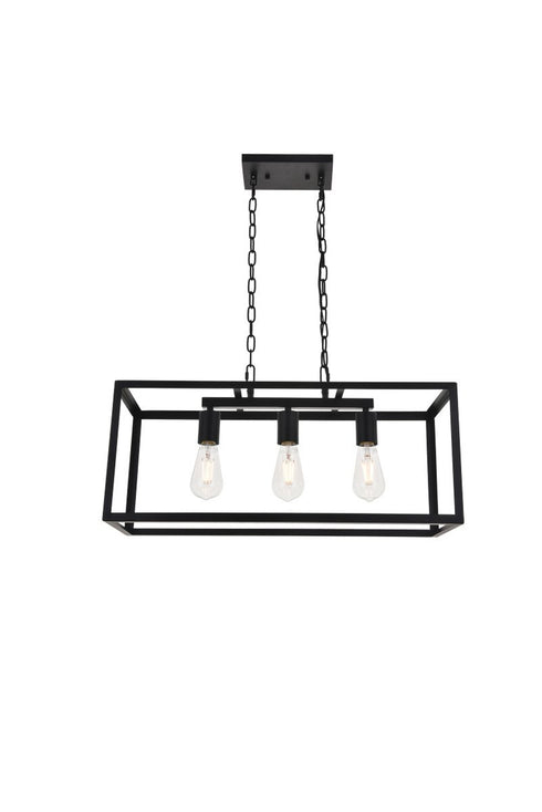 Elegant Lighting Resolute 3 light black Pendant Model: LD4063D25BK