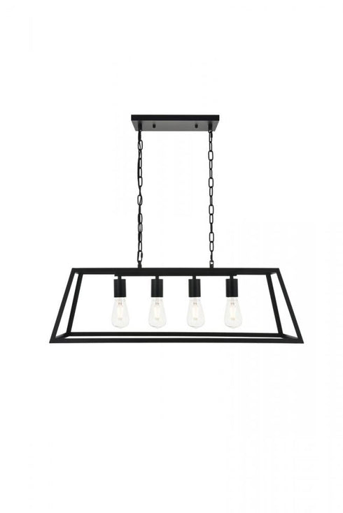 Elegant Lighting Resolute 4 light black Pendant Model: LD4061D32BK
