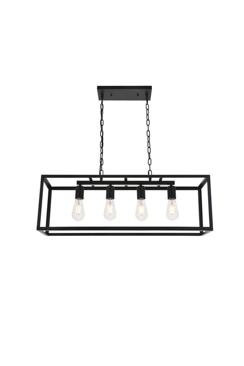 Elegant Lighting Resolute 4 light black Pendant Model: LD4063D32BK