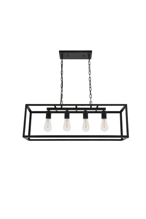 Elegant Lighting Resolute 4 light black Pendant Model: LD4063D32BK