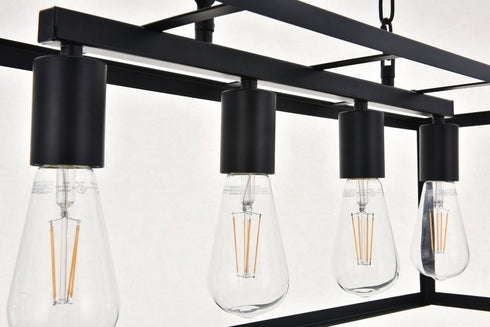 Elegant Lighting Resolute 4 light black Pendant Model: LD4063D32BK