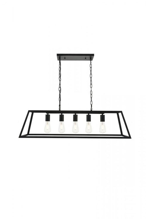 Elegant Lighting Resolute 5 light black Pendant Model: LD4061D38BK