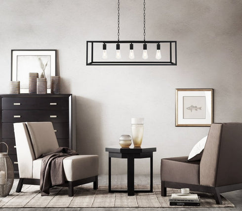 Elegant Lighting Resolute 5 light black Pendant Model: LD4063D38BK