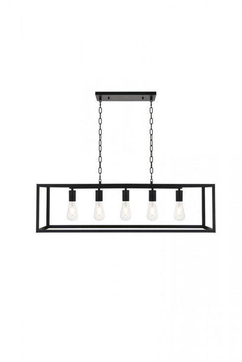 Elegant Lighting Resolute 5 light black Pendant Model: LD4063D38BK