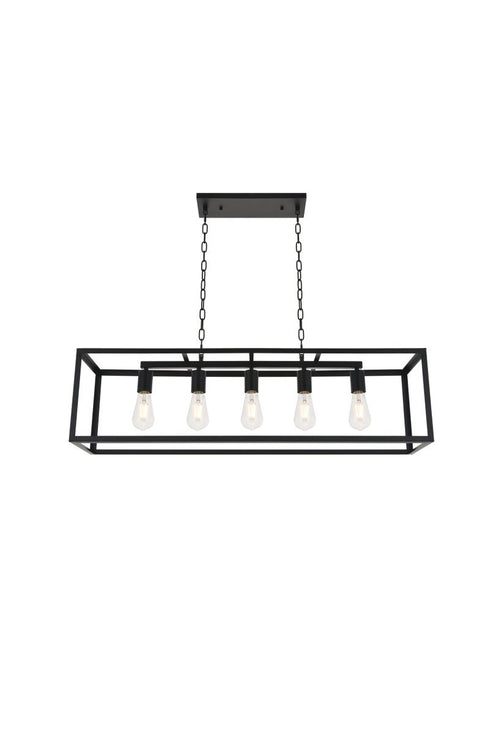 Elegant Lighting Resolute 5 light black Pendant Model: LD4063D38BK