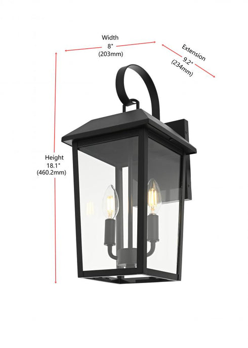Elegant Lighting Riggs 8 inch Outdoor Wall Sconce in Black Model: OD502W18BK