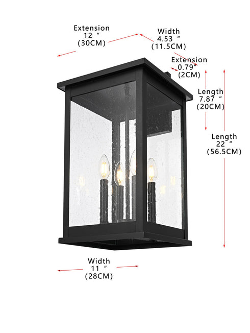 Elegant Lighting Ringgold 4 Light Wall sconce W11 Inch E12 Inch H22 Inch L4 in Black (1Box) Model: OD350W22BK