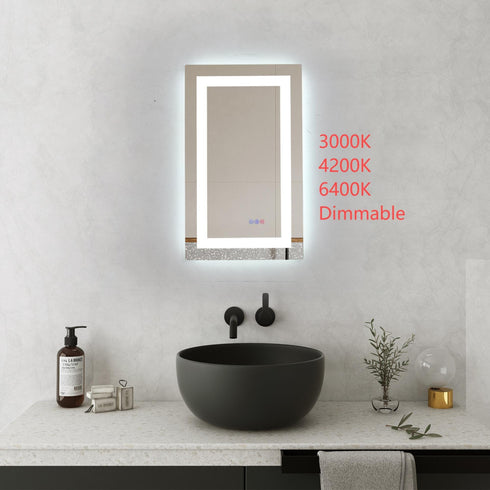 Elegant Lighting Riven 2 Strip Light LED Mirror W18 H30 3000 6000K Dim in White Finish Model: MRE81830