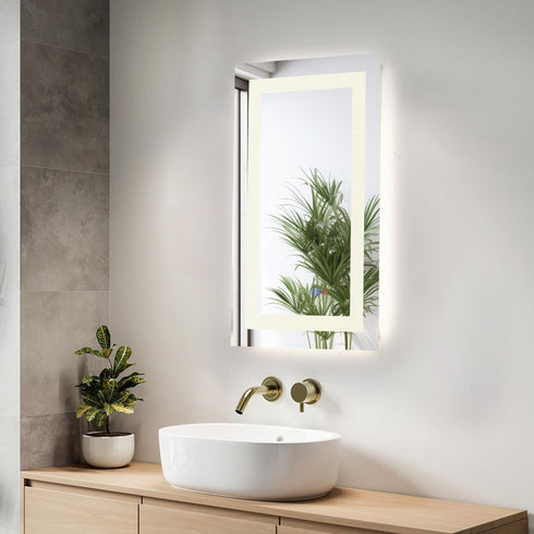 Elegant Lighting Riven 2 Strip Light LED Mirror W18 H30 3000 6000K Dim in White Finish Model: MRE81830
